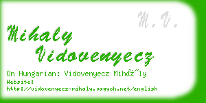 mihaly vidovenyecz business card
